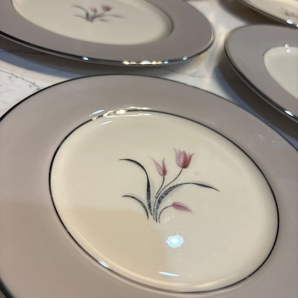 5 Pcs Vintage Franciscan Claremont Fine China 4-Salad And 1- Bread Plate/Plates